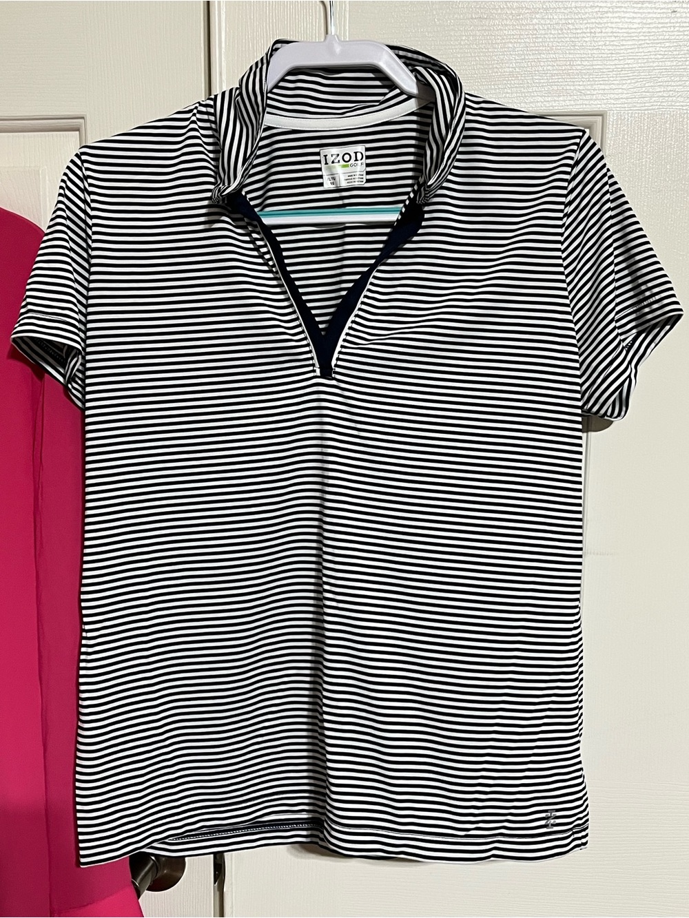 Izod Golf Shirt Navy and White Striped Polo Shirt
